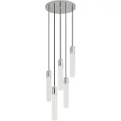 QAZQA Design pendellampa krom med räfflat glas 5-ljus - Walcott