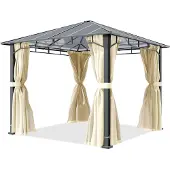 TOOLPORT Hardtop paviljong 3x3m, inkl. 4 gardiner, champagne