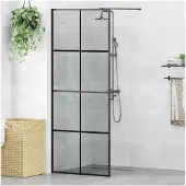 vidaXL Walk-in Duschvägg Svart 80 x 195 cm härdat glas