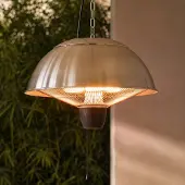 LUCANDE Theriona hängande terrassvärmare, silver, Ø 42 cm, IP24 – , Theriona, Metallisk, Aluminium, Modern