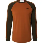 Adidas Originals T-shirt '3-Stripes Long Sleeve' mörkbrun / mandarin