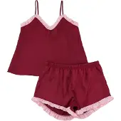 Trendyol Kort pyjamas rosa / vinröd