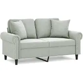 vidaXL 2-sitssoffa med kuddar ljusgrå 120 cm sammet