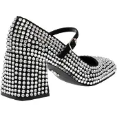 Steve madden Dam Rhinestone Läder Blockklack Mary Janes (Silver)