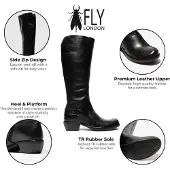 Fly london damer svarta läderlånga ridstövlar - MISTRY