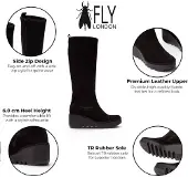 Fly london damer svarta mockaskängor med hög kilklack - BUDI603