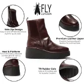 Fly london Damernas vinläder-kilklackade plattformstövlar - HEIJ272