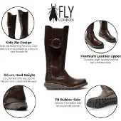 Fly london Women Brown Leather Knee-Long Stövlar - SOIF361