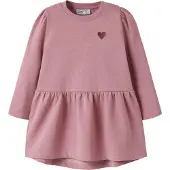 Name It Mini Klänning - Sweat - NmfVima - Lila/Heart Broderi - - 2 år (92) - Klänning