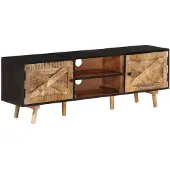 vidaXL Tv-bänk 140x30x46 cm grovt mangoträ massivt återvunnet trä
