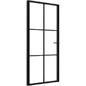 vidaXL Innerdörr ESG-glas och aluminium 93x201,5 cm svart