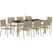 vidaXL Trädgårdsmöbelset 9 pcs Beige konstrotting