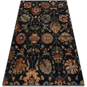 Rugsx Ullmatta OMEGA LATICA blommor mörkblå 170x235 cm
