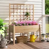 24hShop Upphöjd odlingslåda med spaljé – planteringslåda / odlingsbädd 113x51x23cm