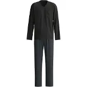 Calida Pyjamas lång 'Relax Streamline' duvblå / svart