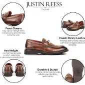 Justin Reess herrarnas beige läder-herringbone tweed loaferskor - Tristian