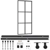 vidaXL Skjutdörr med beslagset ESG glas och aluminium 90x205 cm