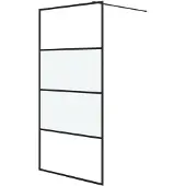 vidaXL Duschvägg svart 100x195 cm halvfrostat ESG-glas
