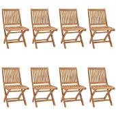 vidaXL Hopfällbara trädgårdsstolar 8 st massiv teak
