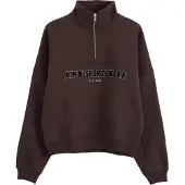Aim'n Women's Varsity Sweat Half Zip Chocolate
