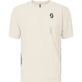 SCOTT - MTB-kläder - Vertic Zip SS Tee M Cotton White Toast Beige för Unisex - Storlek L - Vit