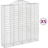 vidaXL Gabioner bågformade 5 st 200x50x200/220 cm galvaniserat järn