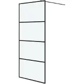 vidaXL Duschvägg svart 90x195 cm halvfrostat ESG-glas