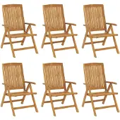 vidaXL Fällbara fåtöljer 6 st massivt trä i teak