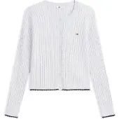 Tommy Hilfiger Tommy Jeans Cable Knit Scalloped Trim Slim Cardigan