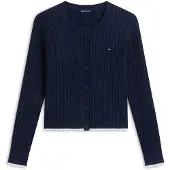 Tommy Hilfiger Tommy Jeans Cable Knit Scalloped Trim Slim Cardigan