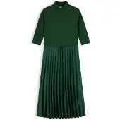 Tommy Hilfiger Ribbed Pleated Slim Midi Dress