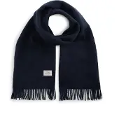 Tommy Hilfiger Pure Wool Logo Fringe Scarf