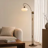 Jupiter Golvlampa Bolero , Creme / bärnsten, Vardagsrum / matsal, Metall, Antik, Golvlampa