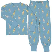 Geggamoja Pyjamas Tvådelad Bambu Blue Giraffe - 98/104