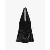 Bershka Klänning '(BASBER) VESTIDO MINI C/HALTER FRUNCES BRILLO' svart
