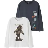 Name it T-shirt 'NKMVAGNO' marinblå / brun / orange / vit