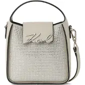 Karl Lagerfeld Handväska 'K/Signature' stone / svart / silver