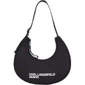 Karl Lagerfeld JEANS Axelremsväska 'Essential' svart / vit