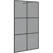 vidaXL Walk-in Duschvägg Svart 115 x 195 cm härdat glas