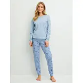 Calida Pyjamas marinblå / ljusblå / mörkgul