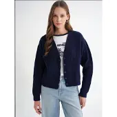 MixRay Texturerad V-ringad knap cardigan
