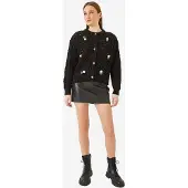 Bianco Texturerad Stickad Kardan med Pompom