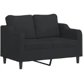 vidaXL Soffgrupp med dynor 3 delar svart tyg