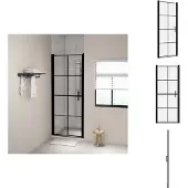 vidaXL Duschdörr härdat glas 91x195 cm svart