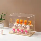 24hShop Displaylåda i klarplast med trädetaljer 32 × 25,2 × 18 cm