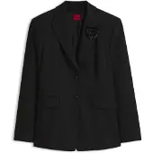 HUGO Regular-fit pinstripe blazer with sequin brooch