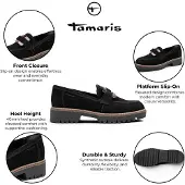 Tamaris svarta mockaläder-loafer för kvinnor – 24722-43
