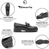 Tamaris svarta läderloafer komfortskor för damer - 24740-47