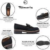 Tamaris Damer Blå Mocka Läderloafer Vardagsskor - 24722-43