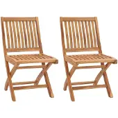 vidaXL Hopfällbara trädgårdsstolar 2 st massiv teak